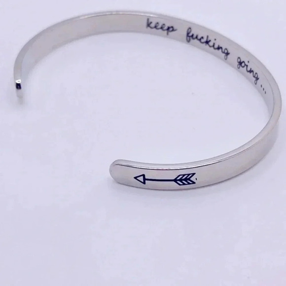 Keep F@cking Going Stainless Steel Encouragement Bracelet Bangle NWT - Picture 4 of 6